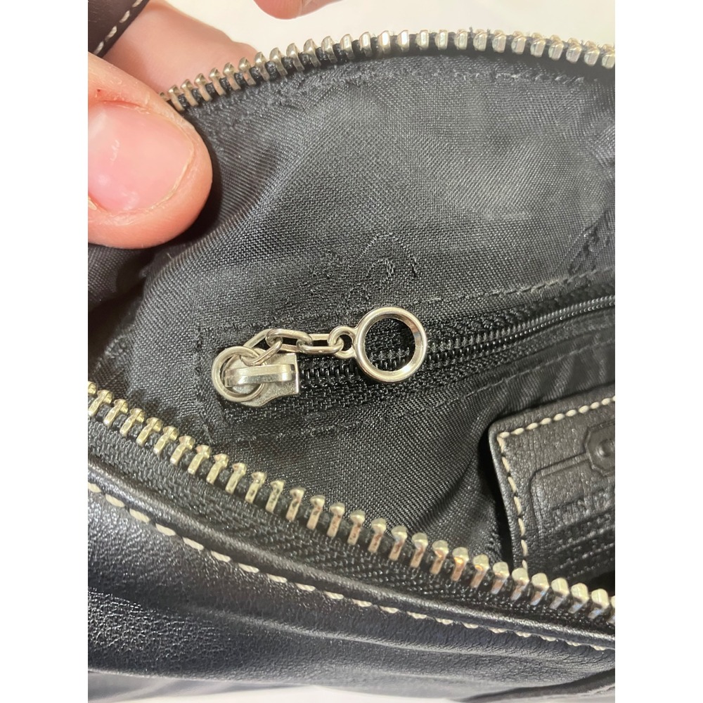 Coach Black‎ Leather Shoulder Baguette Handbag Silver Hardware - Picture 11 of 12